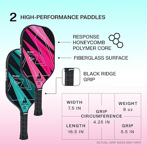 Miniatura 4 de JOOLA Pickleball Paddles Set of 2  Multiple Colors - Reinforced Fiberglass Surface  Lightweight, Durable, Beginner-Friendly Racket Design  Set