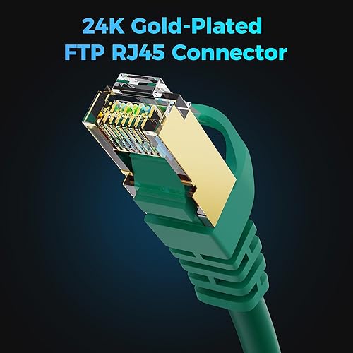Miniatura 5 de Cable Ethernet Cat 7 de 30 pies, cable de Internet de alta velocidad de 10 Gbps, blindado SFTP, cobre puro OFC, cable de red LAN RJ45 CAT7