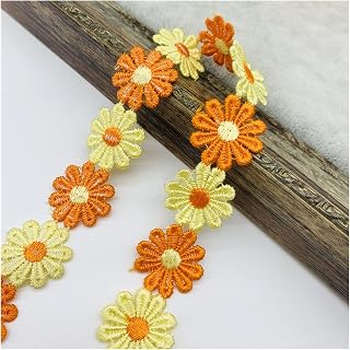 1yard 25mm Colorful Daisy Flower Lace Trim for Knitting Wedding Embroidered Ribbon DIY Handmade Patchwork Sewing Supplies Crafts(2)