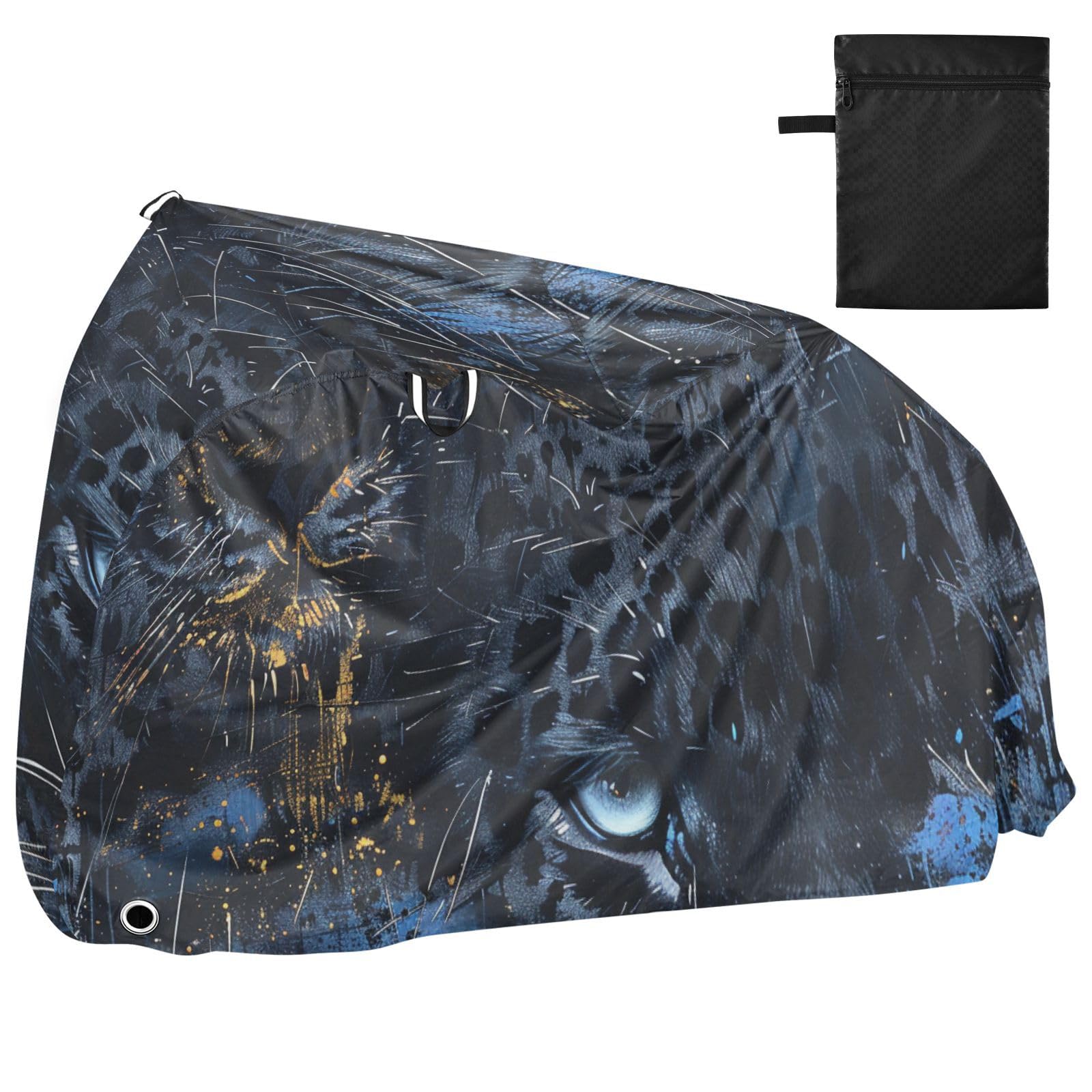 Black Leopard Copertura per bici da esterno impermeabile con fori di bloccaggio anti polvere pioggia neve UV Storage Mountain Road Copertura per bici elettrica adatta per la maggior parte dei kit per