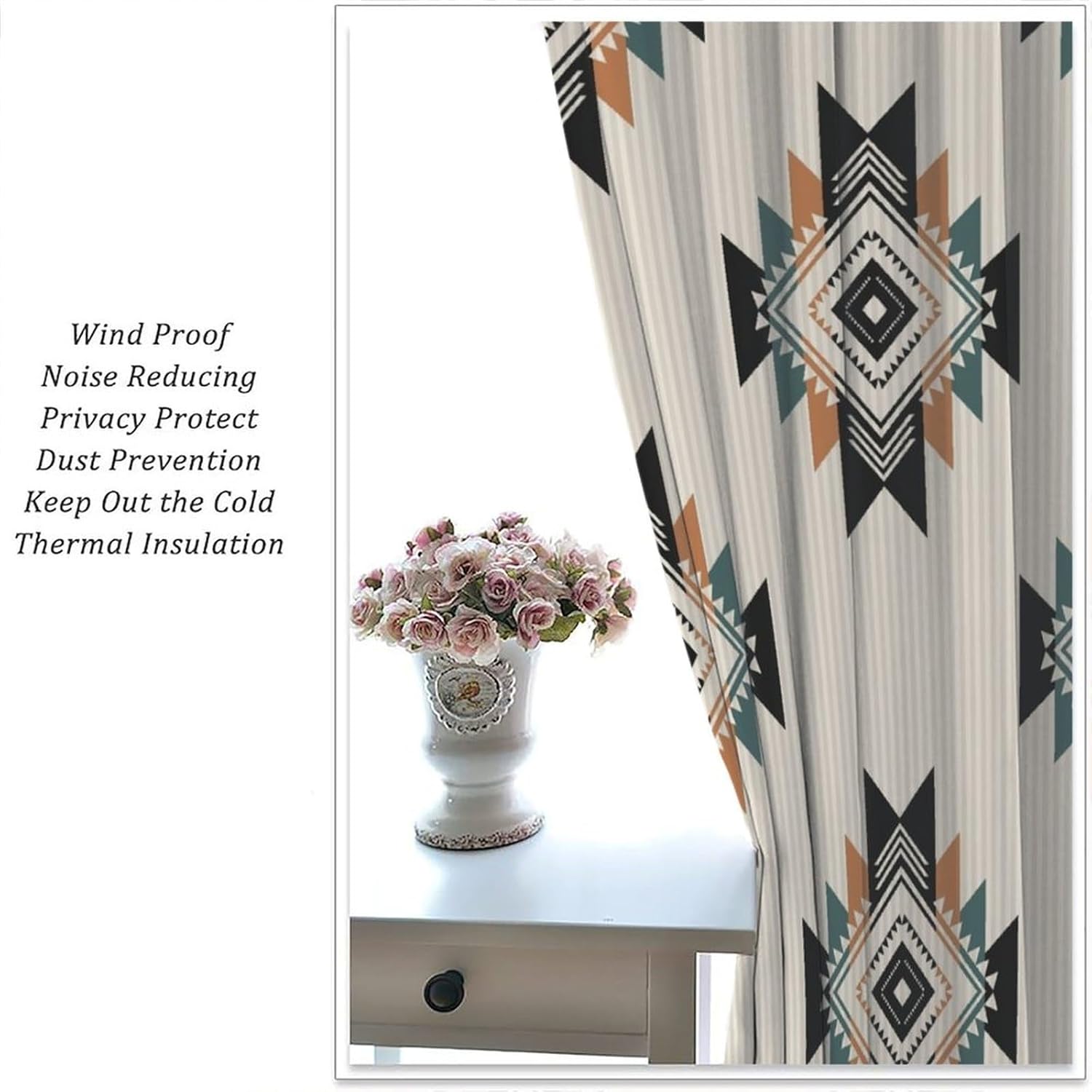 Aztec Curtains Tribal Geometric Pattern Southwestern Style Rustic Blackout Window Drapes for Bedroom Living Room Kitchen Cafe Decor (W21xL45 Inch) x2 Panels - Image 7