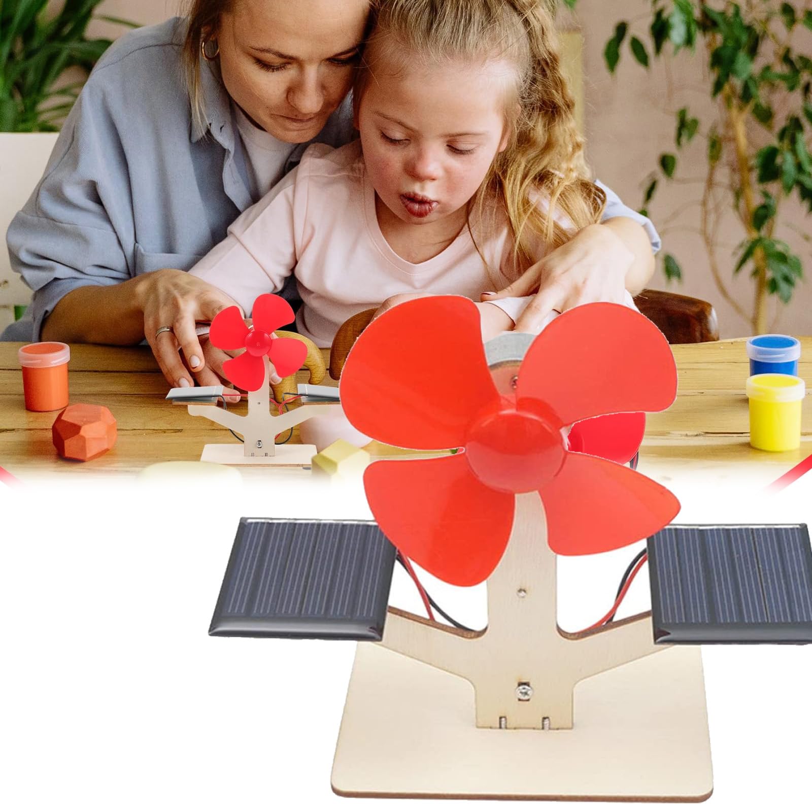 ELECDON Solar Fan Power Generation Scientific Experiment, Educational Assembly Kids DIY Solar Fan Toy