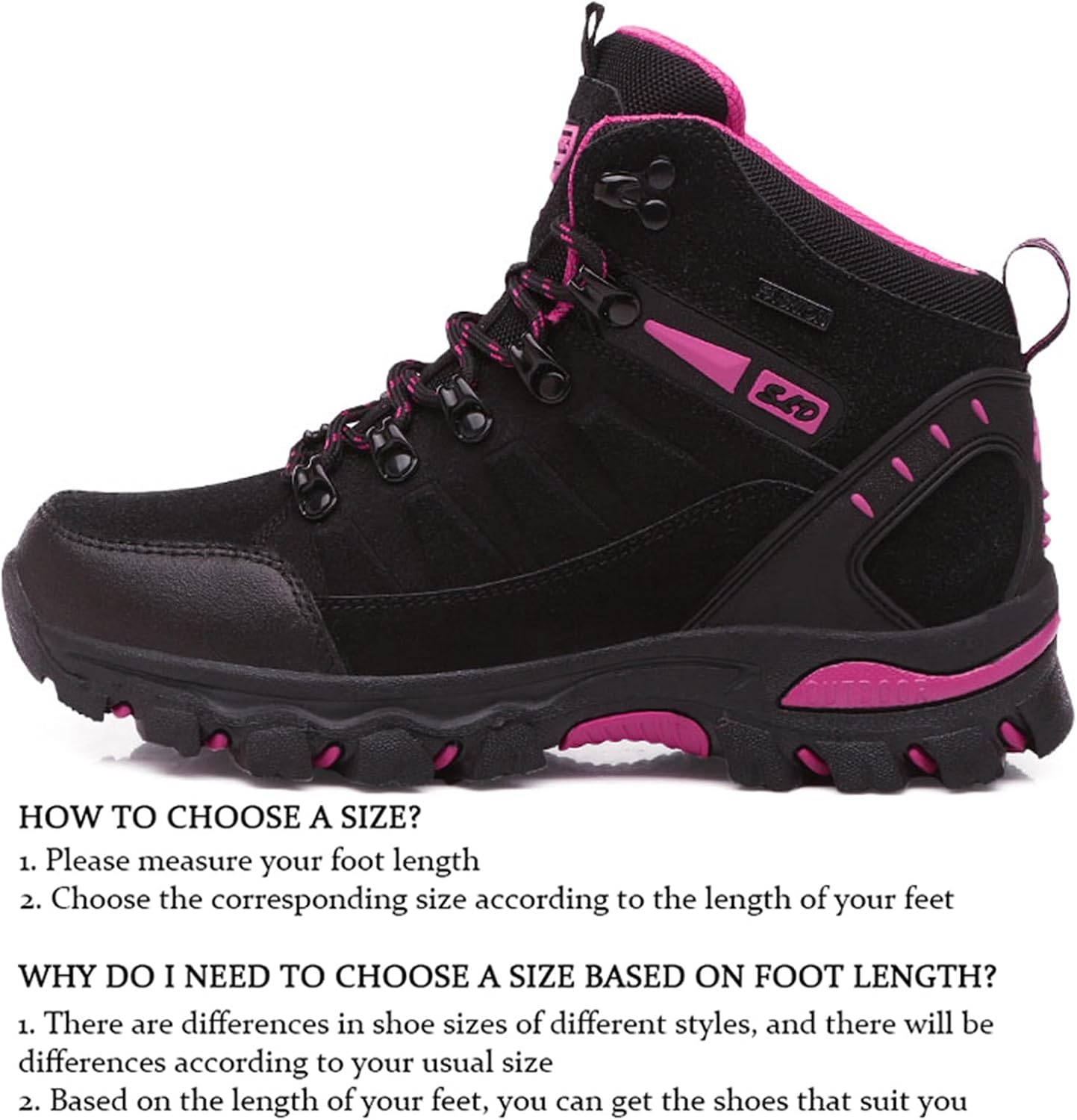 JiuQing Women's Walking Boots Waterproof Trekking & Hiking Shoes for Backpacking Camping Trails Outdoor Walking