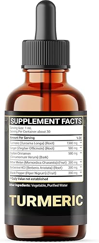 Miniatura 8 de Penhoment Curcumina líquida de cúrcuma 6 en 1 con jengibre, berberina, canela de Ceilán, melón amargo, pimienta negra, extracto de gotas para apoyo