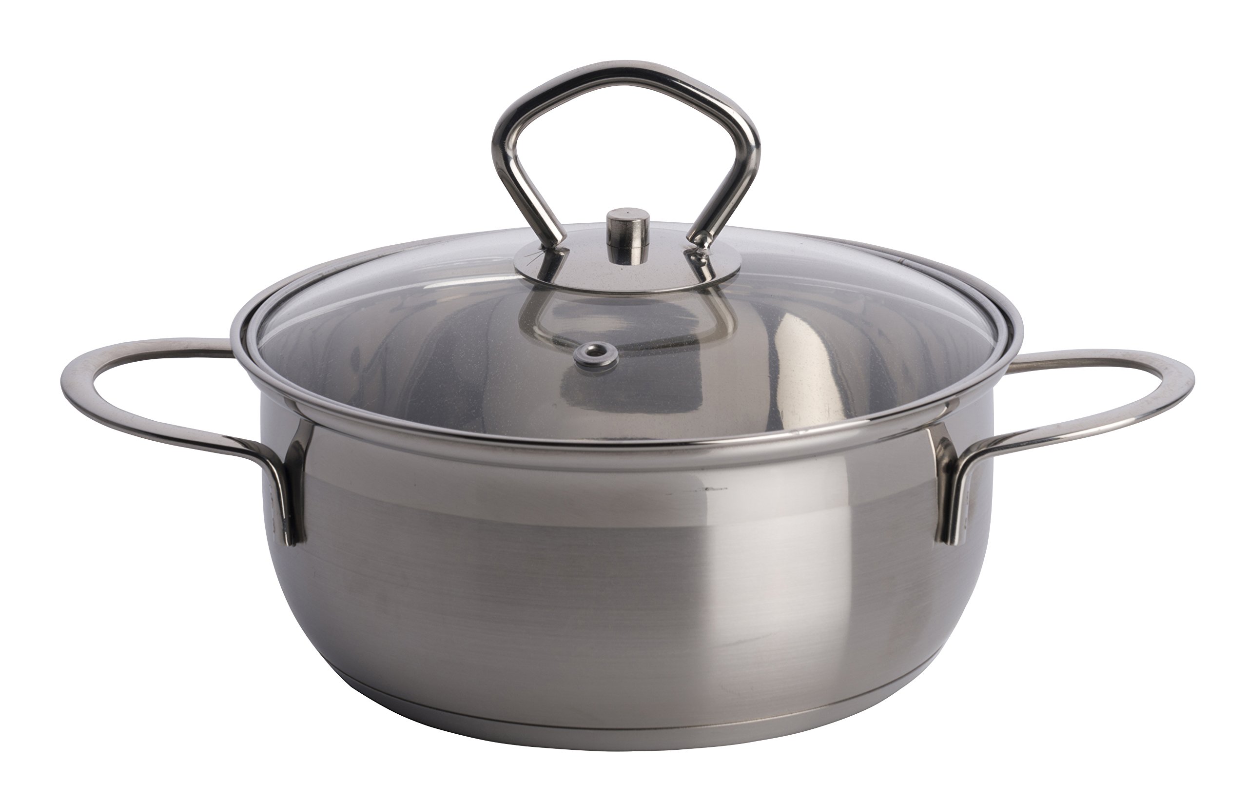 Edco Pan+Glass lid 16x7,5cm SS 1,4L, Silver, 16 x 7.5 cm