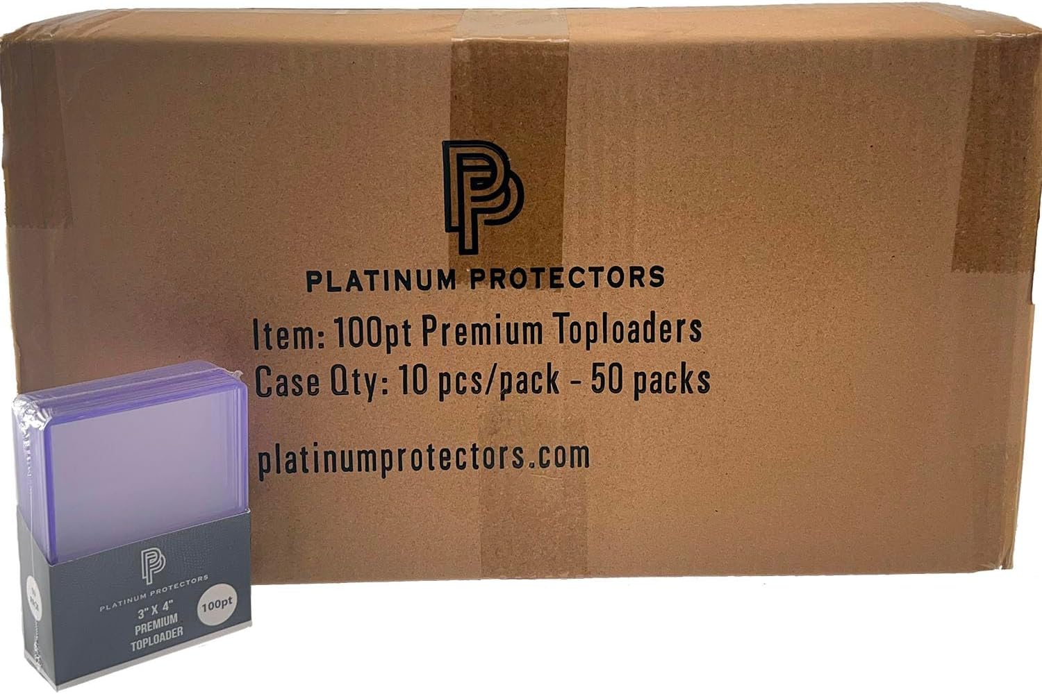 Full Case of Platinum Protectors 100pt Toploaders (500-Count) for Thick Cards - Premium Trading Card Protectors - Clear Hard Plastic Top Loader Sleeves for Autos, etc
