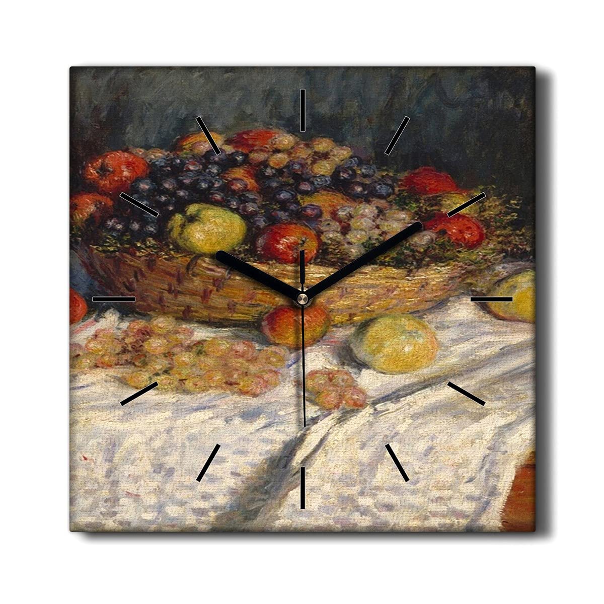 Horloge Murale sans tic-tac Toile 30x30cm Monet Idéal Salon et Bureau Calme