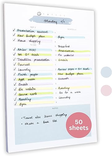 Lamare Bloc de notas de lista de tareas diarias planificador diario sin fecha, planificador de trabajo y bloc de notas de cosas que hacer para la