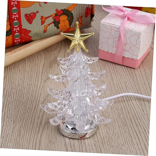 Miniatura 9 de DOITOOL Lámpara de escritorio de acrílico USB, 8 unidades, luz para árbol de Navidad, mini árbol de Navidad, mesa de árbol de Navidad, árbol de