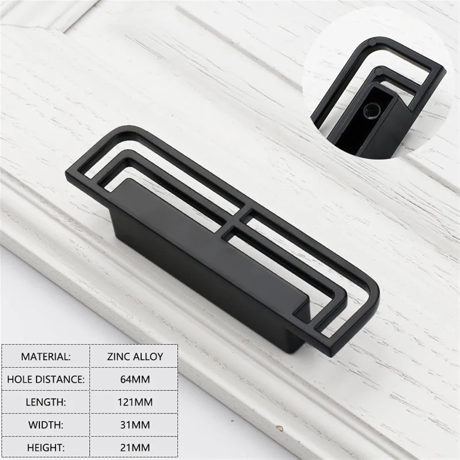 Home Furniture Handle Kitchen Cupboard Bookcase Hardware Drawer Knobs Wardrobe Pulls Dressing Table Door Pulls 1Pcs (Color : Black-64mm)