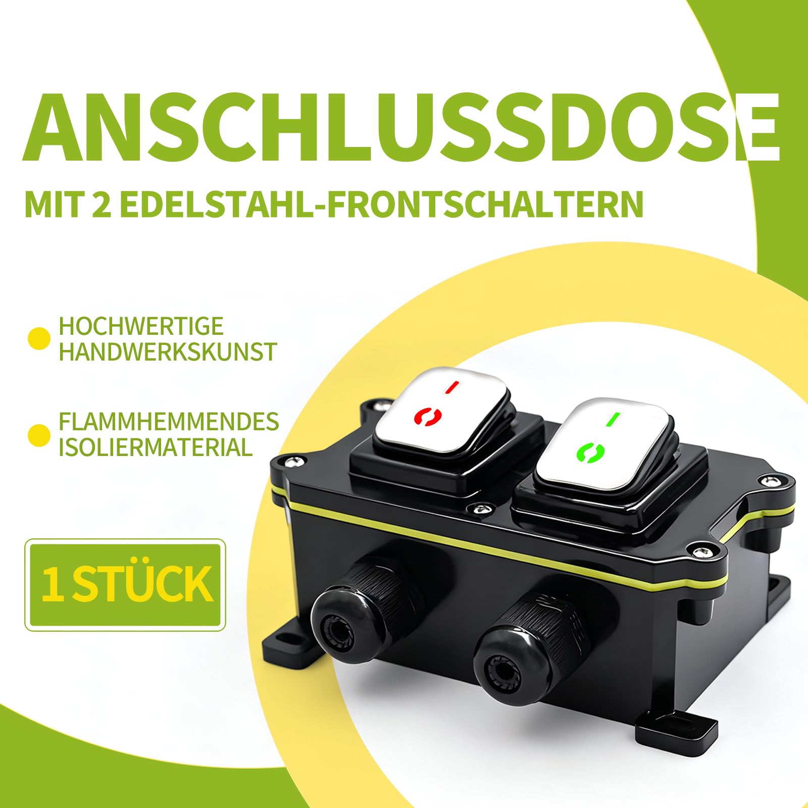 30A DuraSwitch IP65 Wasserdichte Schaltbox,2x Edelstahl Wippschaltern mit LED DPDT,230V AC für Elektroinstallation in Industrie, Gewerbe Haus(Rot/Grün)