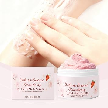 Cherry Blossom & Strawberry Sugar Scrub, Exfoliating Body & Foot Scrub, Gentle Skin Exfoliator for Body Care, Polish Away Dead Skin Cells,Unclog Pores,Improve Skin Texture,Sweet Scent Bodys Exfoliator