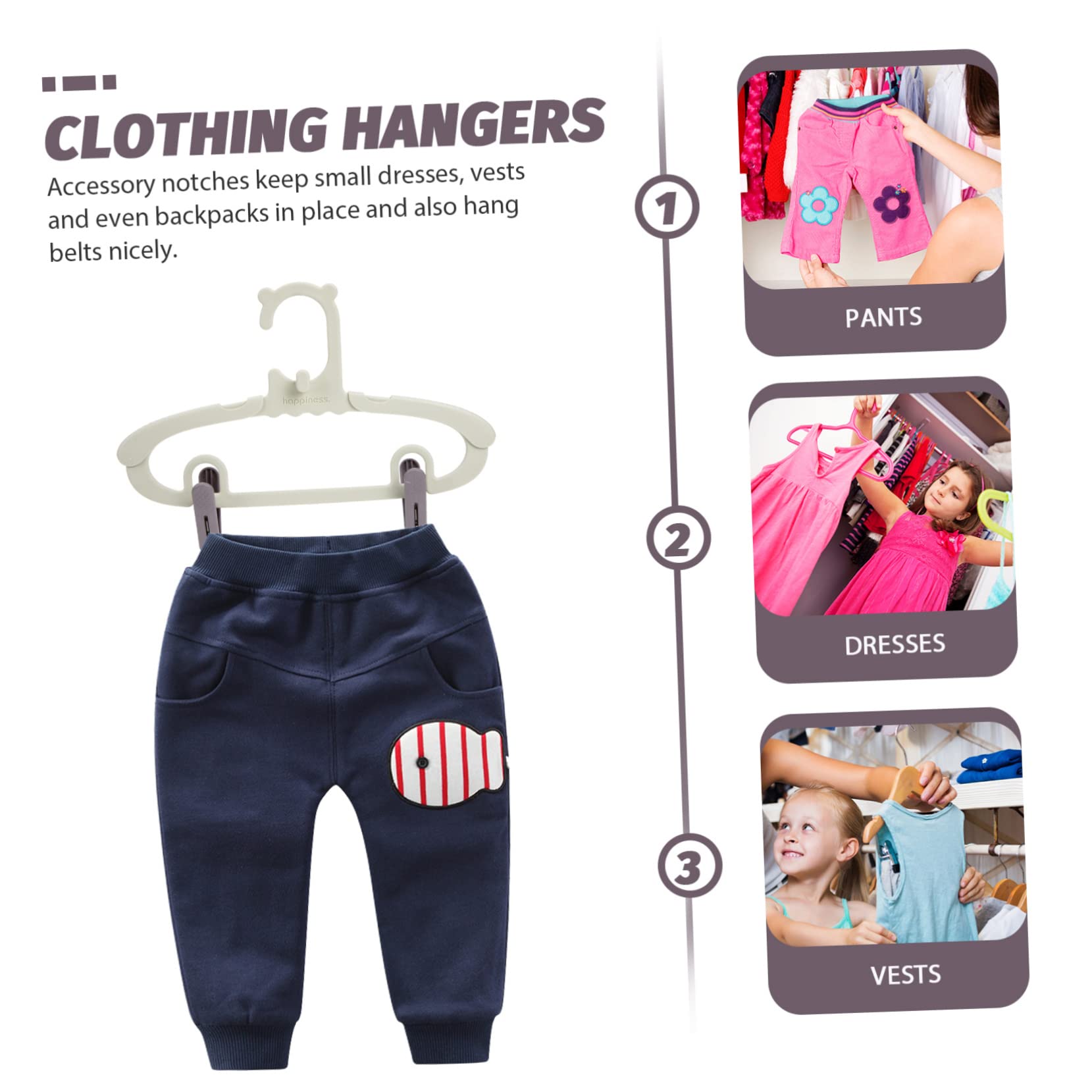 Juego de Perchas Infantiles Retráctiles de Plástico PP Diseño Simple, Ahorra Espacio en Armario y Hogar para Ropa de Niños