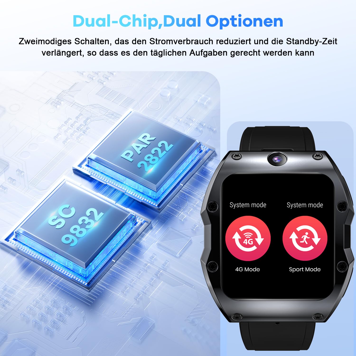 Rogbid 4G LTE Smartwatches, telefon dla mężczyzn, rozmowy i SMS-y, podwójny aparat 13 MP + 8 MP, wszystkie ceramiczne smartwatchy z gniazdem na kartę SIM, GPS, tętno, tlenek (czarny ceramiczny 128 GB)