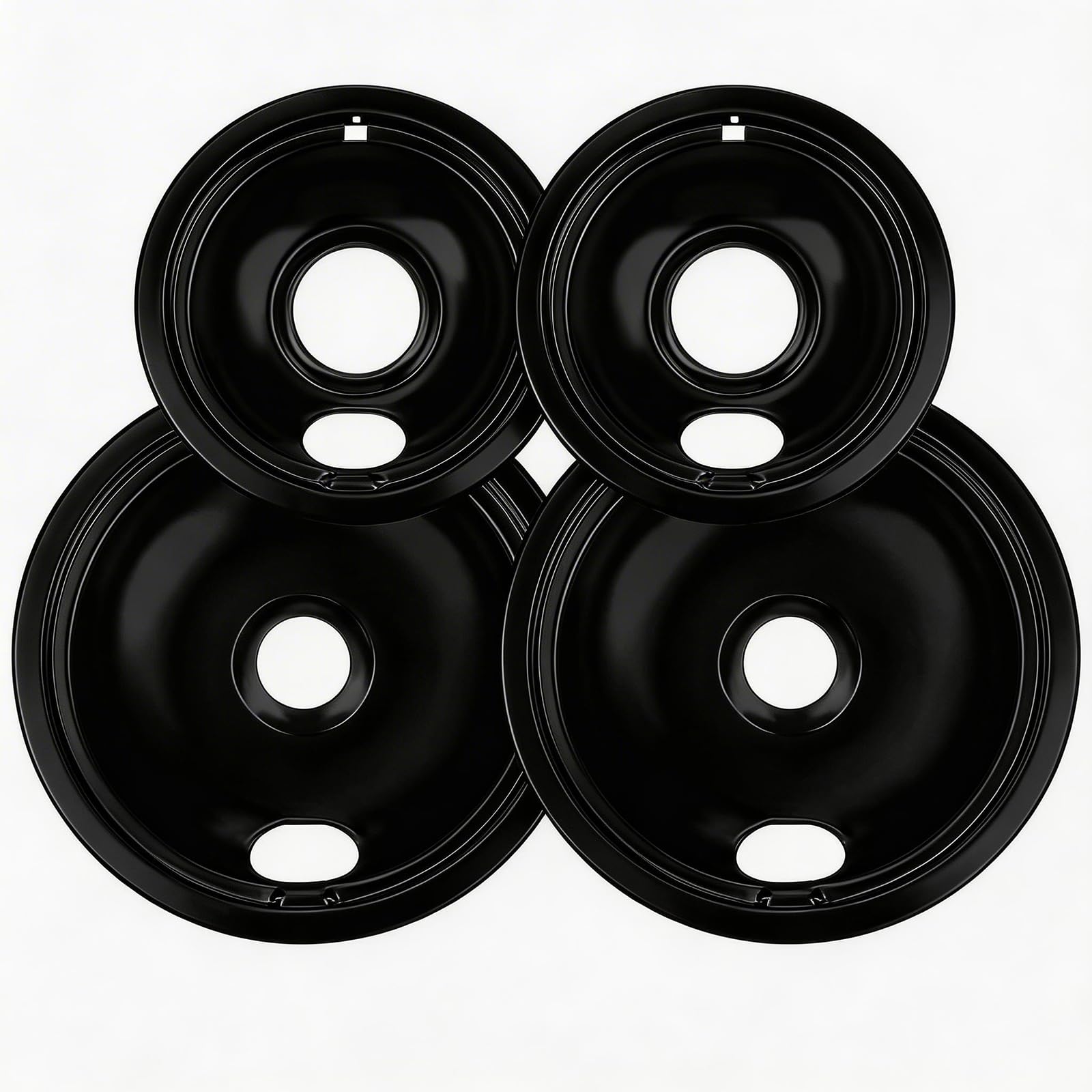 Photo 1 of Electric Stove Drip Pans, Replacement Chrome Drip Pans for Electric Stove Compatible with Most Plug-in Electric Ranges include Black 2 * 6in and 2 * 8in (Set of 4 Burner Drip Pan)