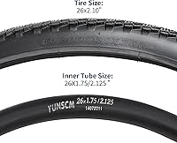 Vista 5 de YUNSCM 2 neumáticos de bicicleta de 26 pulgadas de 26 x 2.10/54-559 y 26 pulgadas, válvulas Schrader compatibles con neumáticos y tubos de bicicleta