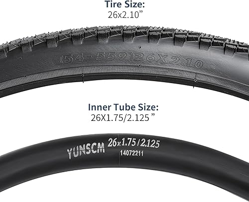 Miniatura 5 de YUNSCM Neumáticos de bicicleta de 26 pulgadas de 26 x 2.1054-559 y 26 pulgadas, válvula Schrader compatible con neumáticos y tubos de bicicleta todo