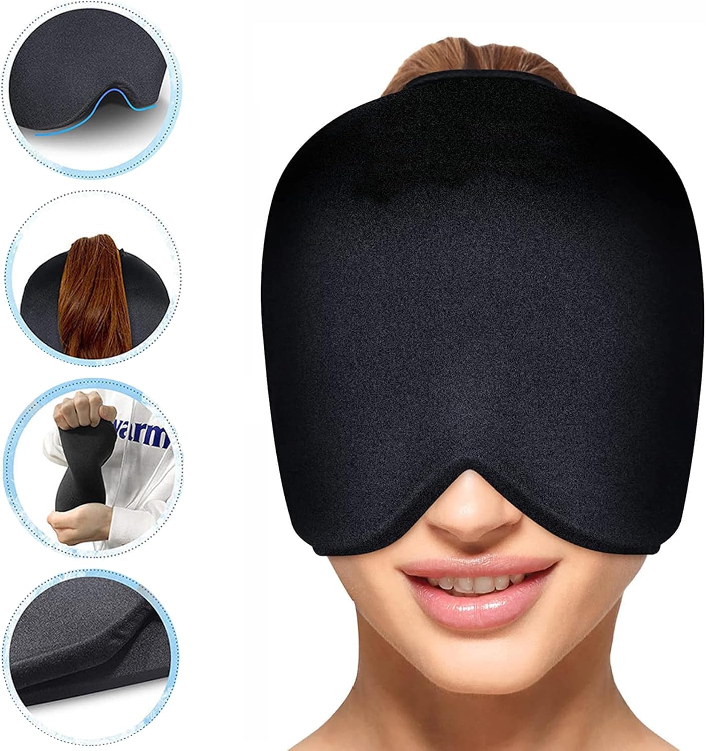 Gel cap Per Emicrania, un Buon Cappello Per Alleviare l'emicrania, Si Rilassa Quando Attacchi di Emicrania, Gel Riutilizzabile, Cappuccio per Emicrania e Sinusite che Copre la Testa(Blu)