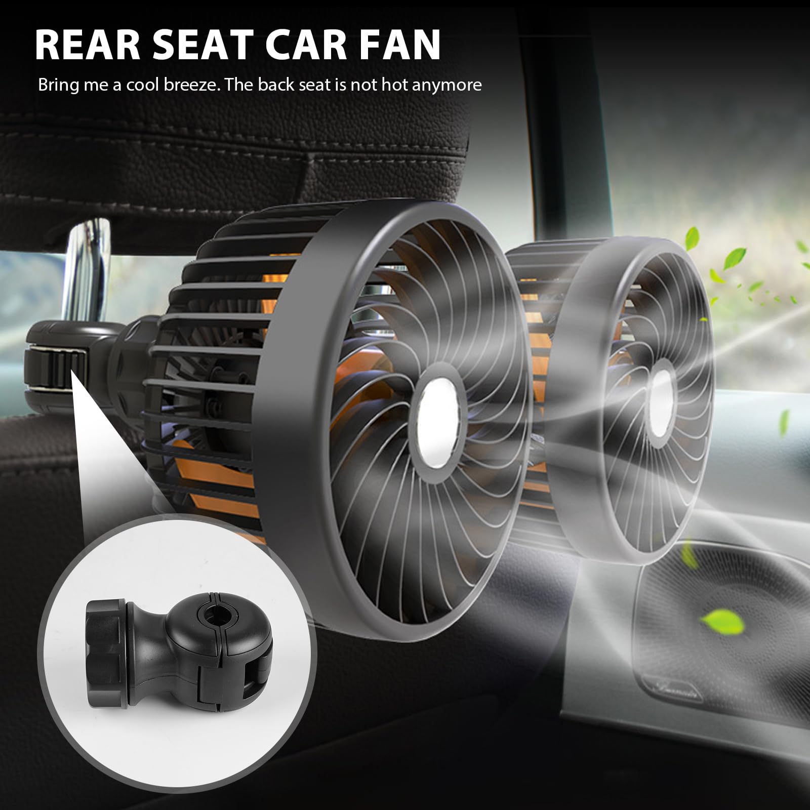 Ventilateur Double Tête Ventilateur Électrique Pour Voiture, Véhicules, Camping-Car, Suv