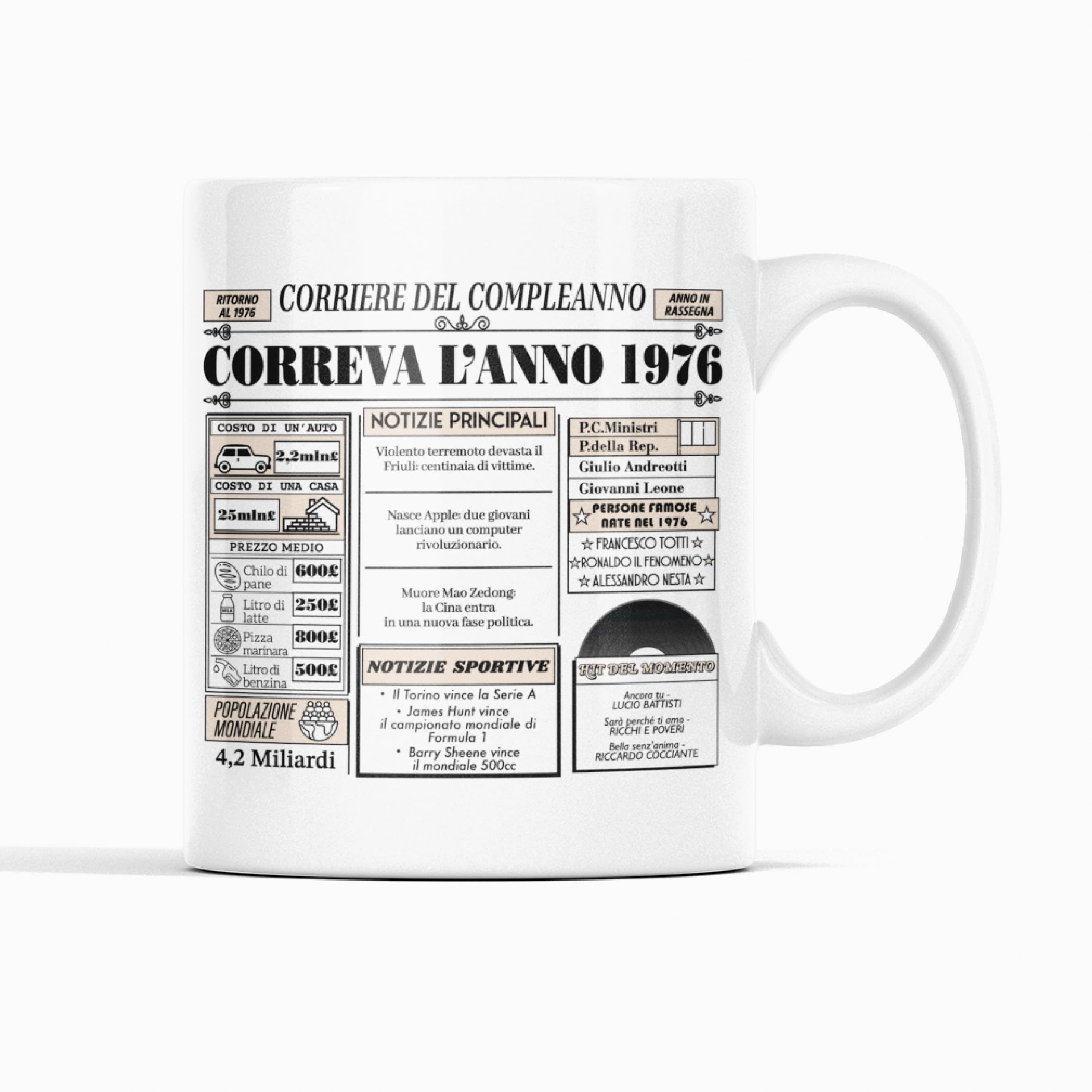 Tazza Regalo 50 Anni Donna Uomo - Correva l'Anno 1976 - Idee Regalo Compleanno