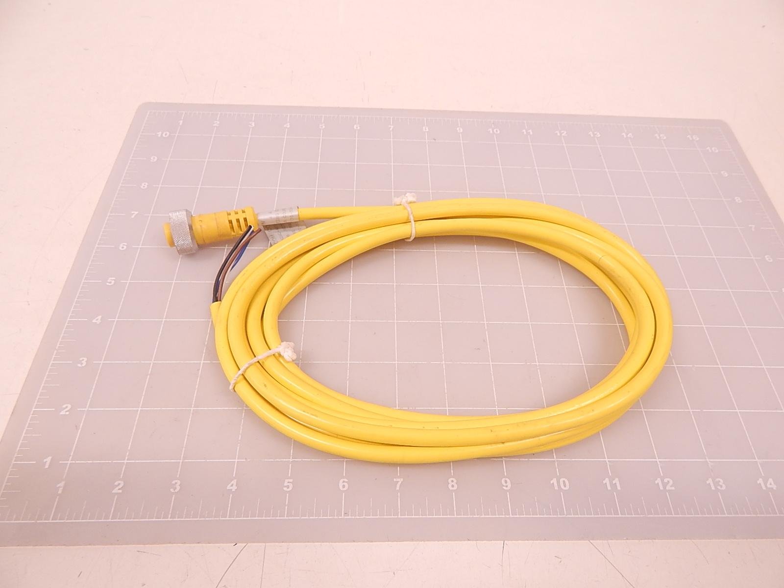 MINC-4FPX-4M 4 Conductors, 4 Meter Cable, Aluminum OR Nickel Plated Brass Coupling NUT, CORDSET, Female Plug - 18AWG, NO Armor, NO Green/Yellow, PVC/Euro Color Code, Straight, Yellow
