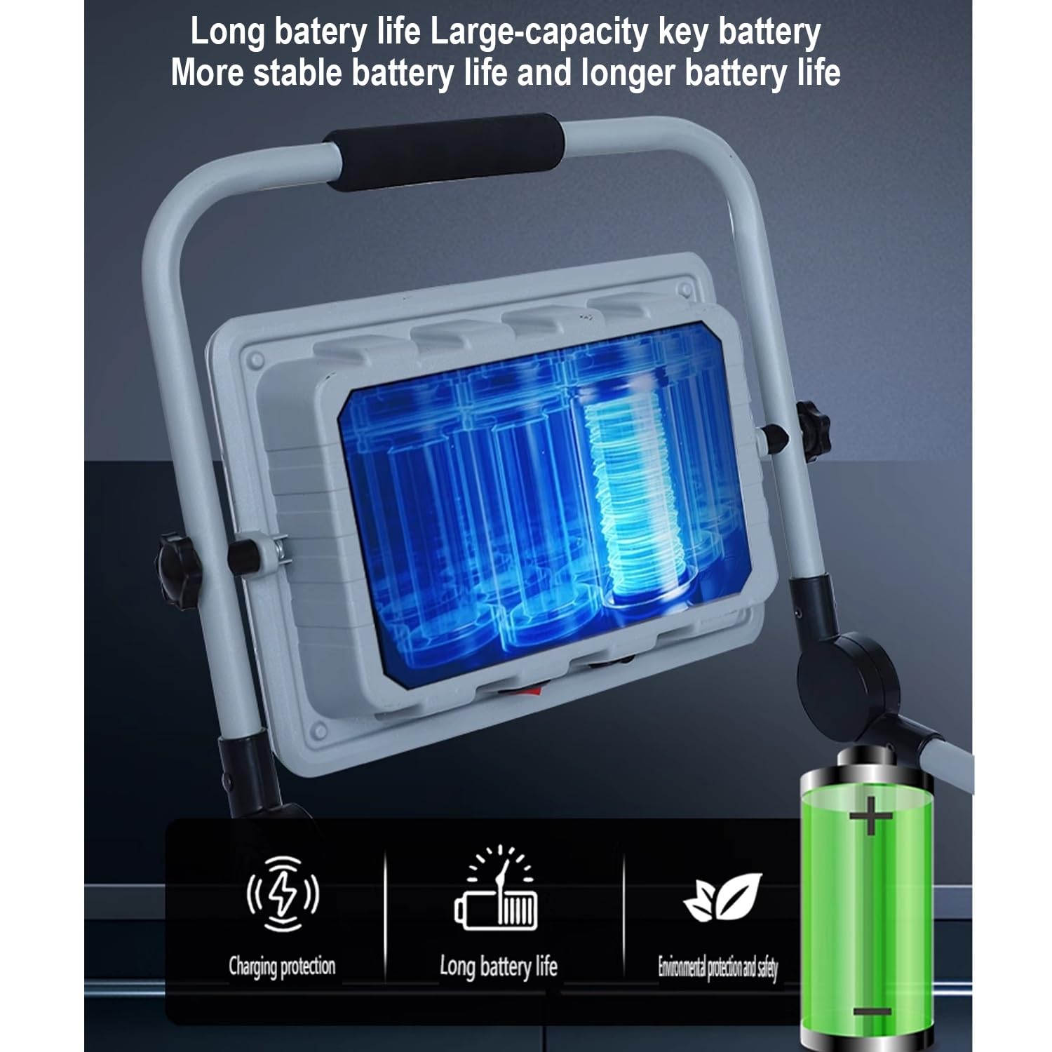 Faretto led da esterno super luminoso 600W 800W, luci di sicurezza portatili IP66 impermeabili, lampada da campeggio con luce potente, illuminazione di emergenza per cantieri edili(600W)