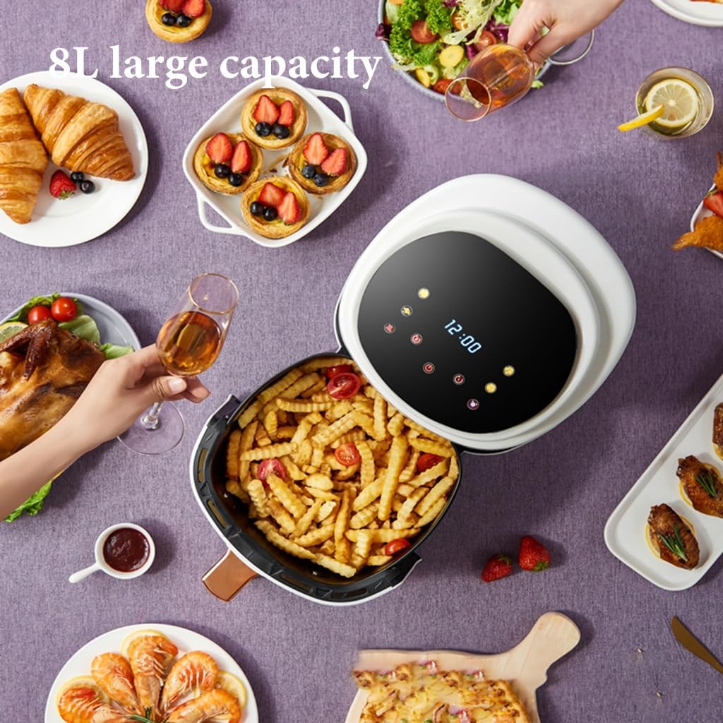 Frytkownice Powietrzne 8 L Z Predefiniowanymi Menu, Elektryczne Frytkownice Powietrzne, Piekarnik Z Ekranem Dotykowym Lcd Do Szybkiego I Łatwego Przygotowywania Posiłków,/Blue-220V