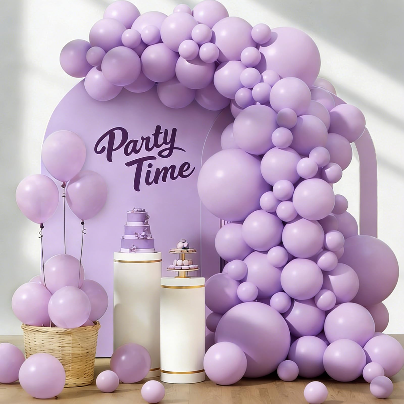 Lavender Balloons, 102pcs Pastel Purple Balloon Arch Kit, Light Purple Latex Balloons, 18 12 10 5 Inch Different Sizes Balloon Garland, Perfect for Birthday, Baby Shower, Wedding Hen Party Decorations