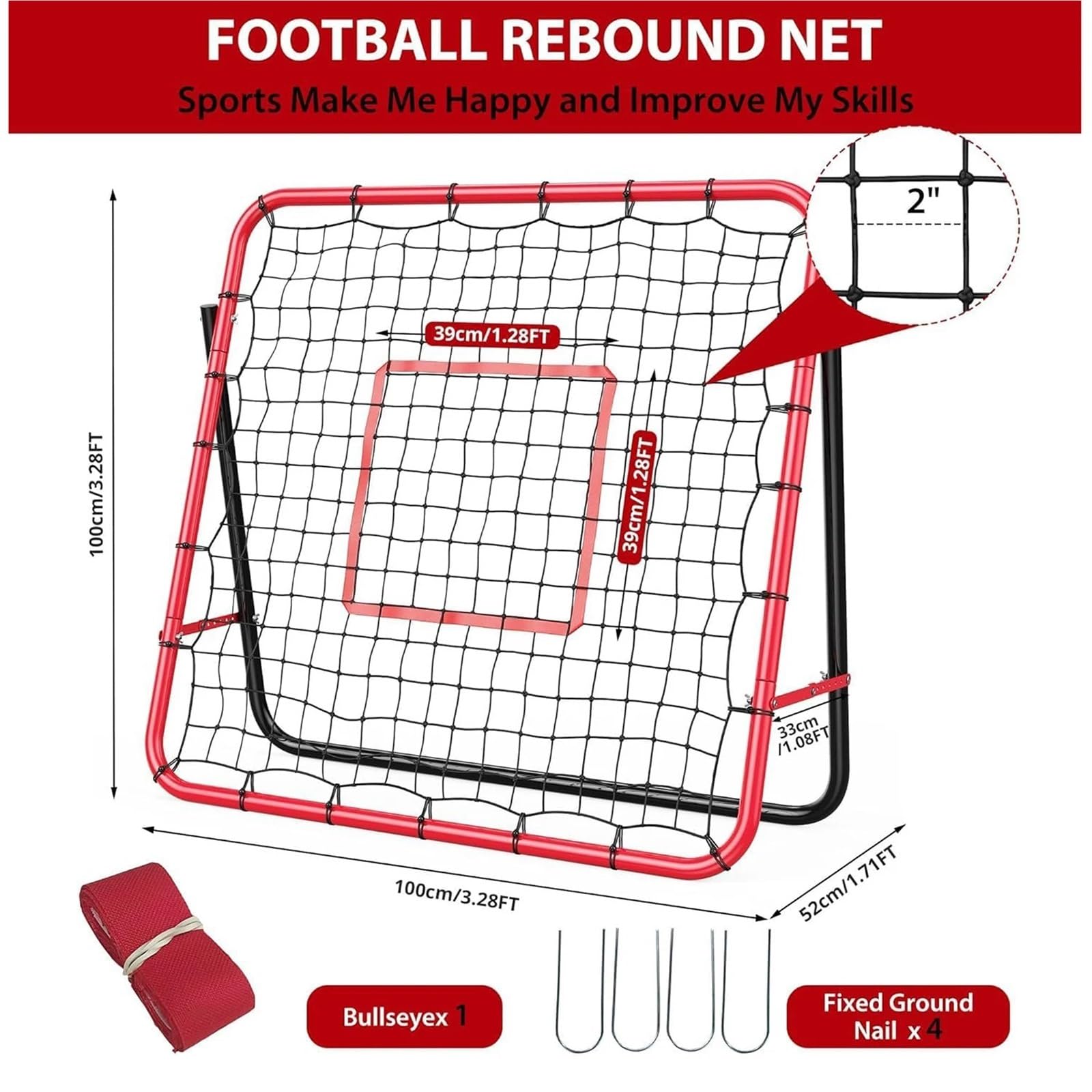 Rete da rimbalzo da calcio, struttura in metallo, attrezzatura da allenamento per allenamento in cortile, perfetta per lo sviluppo delle abilità e gli esercizi di allenamento