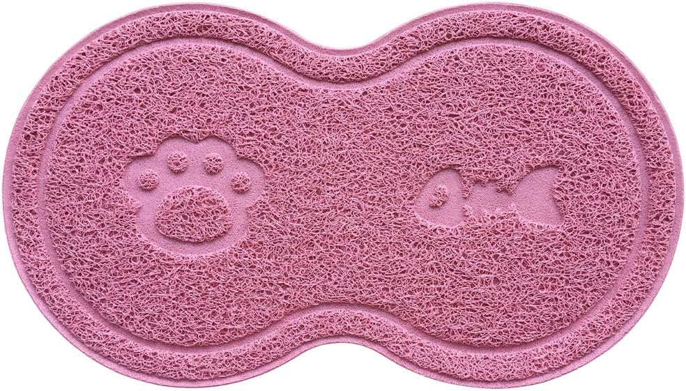 8-Shaped Small Cat Litter Box Debris Catcher Mat,18x10 Inches Small Pink