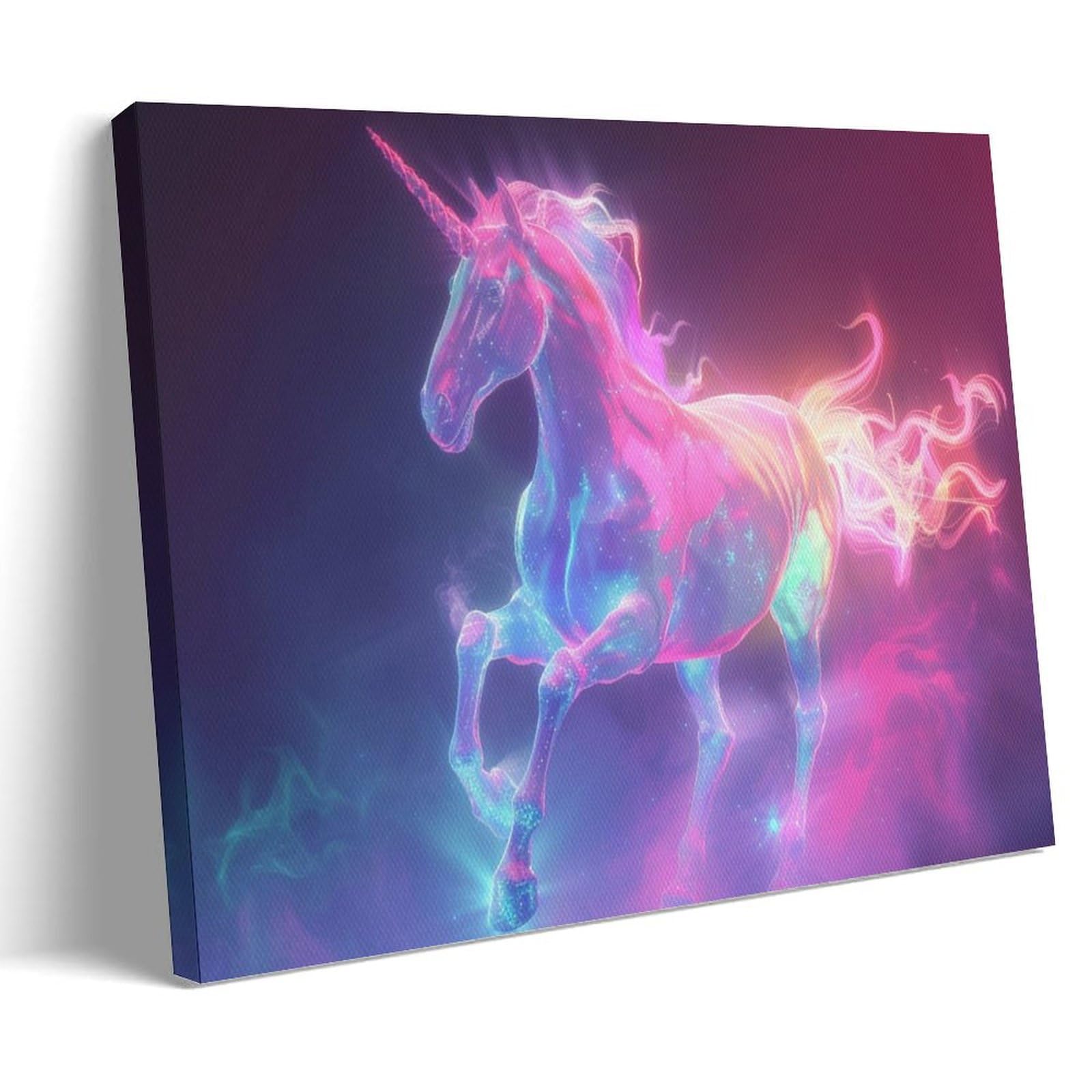 FYFMUSHE Colorful Fantasy Unicorn Canvas Wall Art Paintings Beautiful Animals Abstract Pictures on Canvas Prints Framed Ready to Hang Artwork for Bedroom Home Decor 08x12inch(20x30cm)