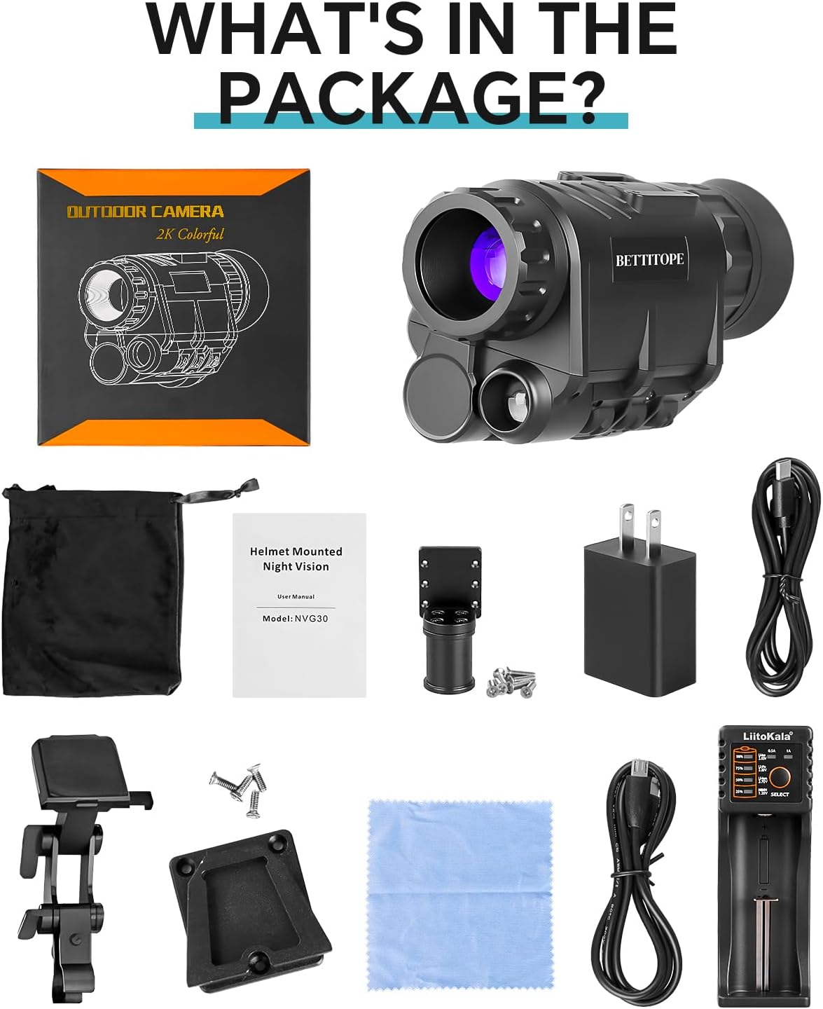 NVG30 야간 투시경 야간 투시경,쌍안경 장착 PVS-14 전술 헬멧, 4가지 컬러 모드 4배 확대, 주야간 사용,-모바일 11번가