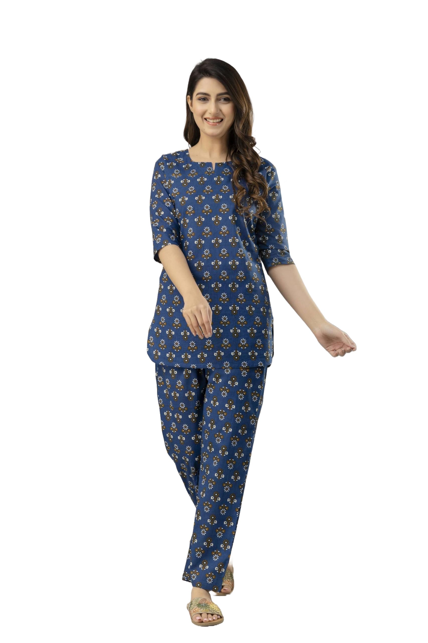 Women's Rayon Night Suit | Booti Floral Print | Soft & Stylish Sleepwear Set | Comfortable Pajama & Top-image-9