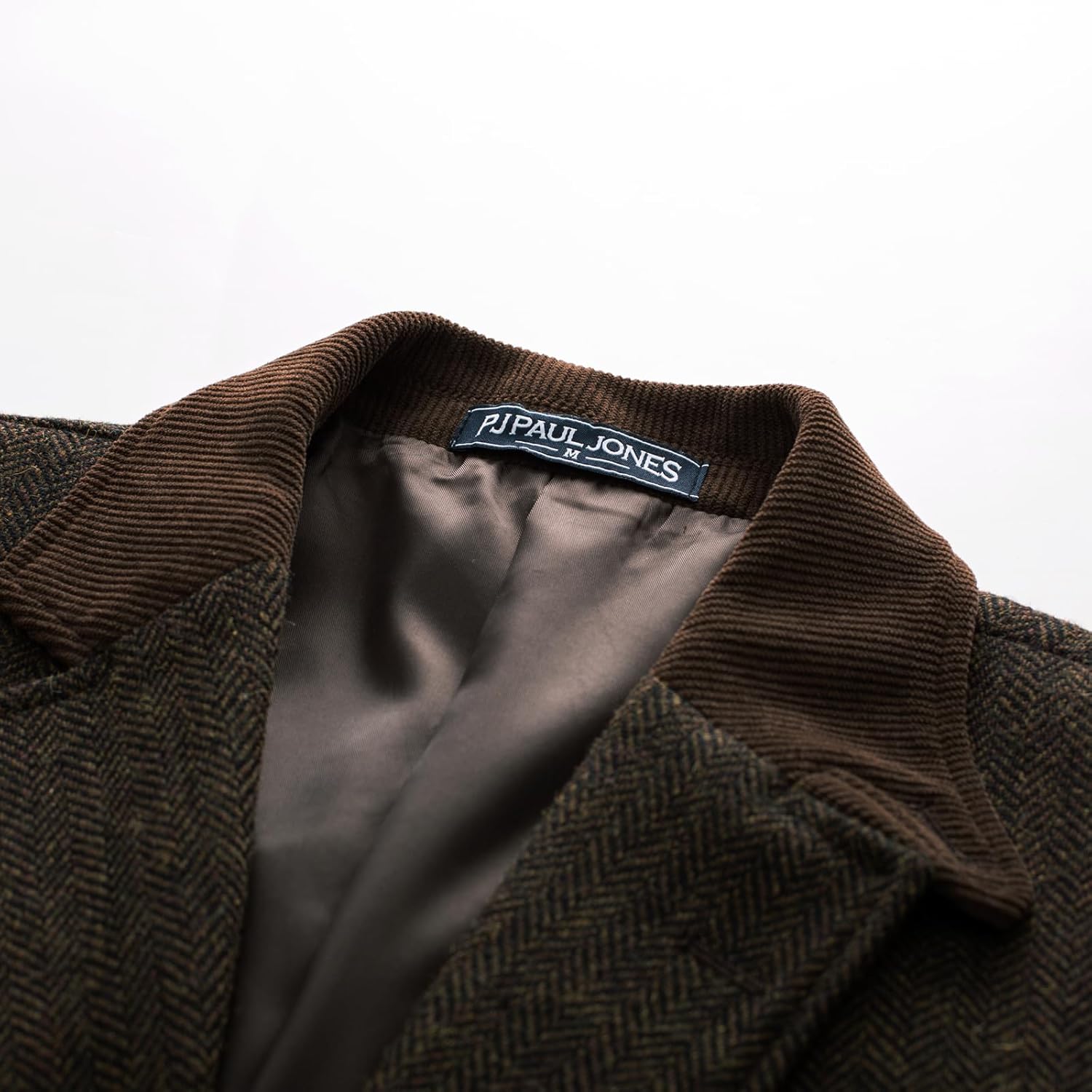 PJ PAUL JONES Mens Herringbone Blazer Vintage Tweed Wool Blend Sport Coat Jacket - Image 2