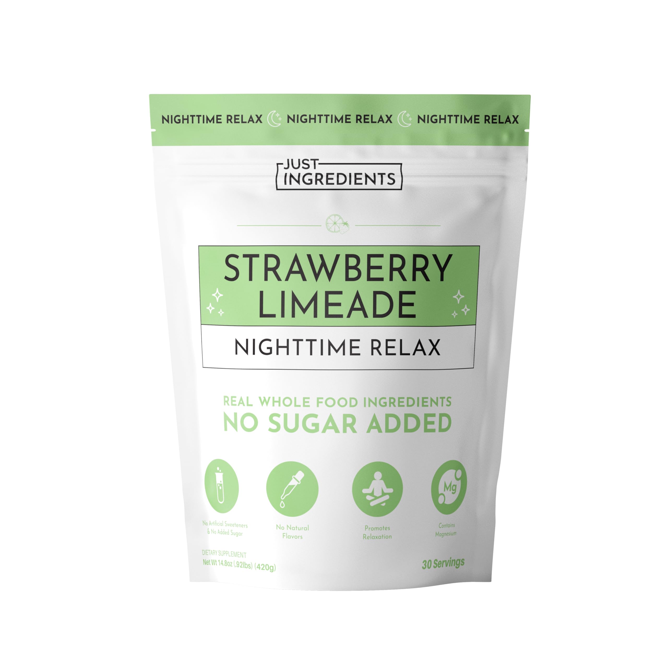 JUST INGREDIENTS Strawberry Limeade Nighttime Relax Sleep Support Supplement Powder - 5.4 oz
