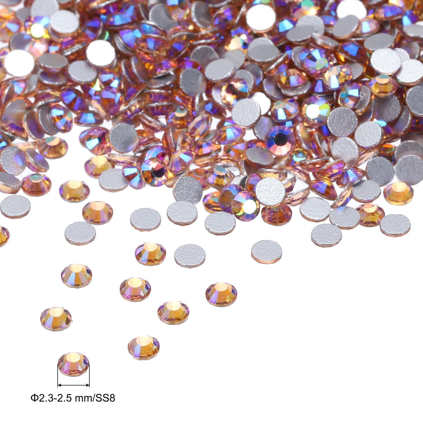 PATIKIL SS8/1440Pcs Glass Diamante Rhinestone, Man Made Gems, AB Champagne, 2.3-2.5 mm(SS8) - Image 2