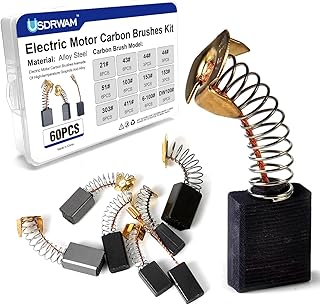 60Pcs Electric Motor Carbon Brushes Set, 10 Different Models for Replacement Repair Power Tool Part, Circular Table Saw, Angle Grinders, Electric Hammer Drills