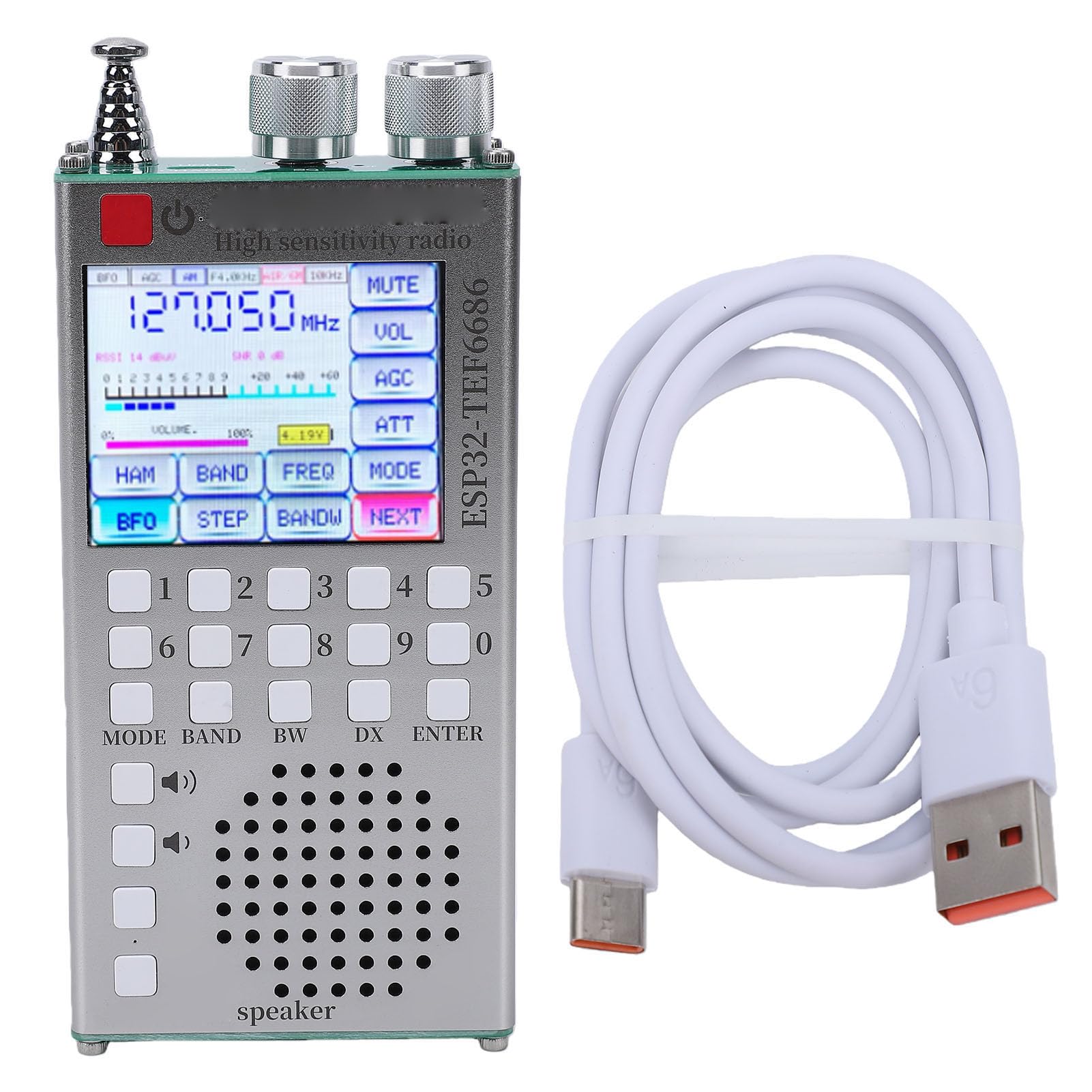 Fafeicy Vollbandradio FM AM SSB-Empfänger Hochempfindliches Hand-BT-Radio 2,4-Zoll-Touchscreen-Dual-System für Amateurfunk-Enthusiasten