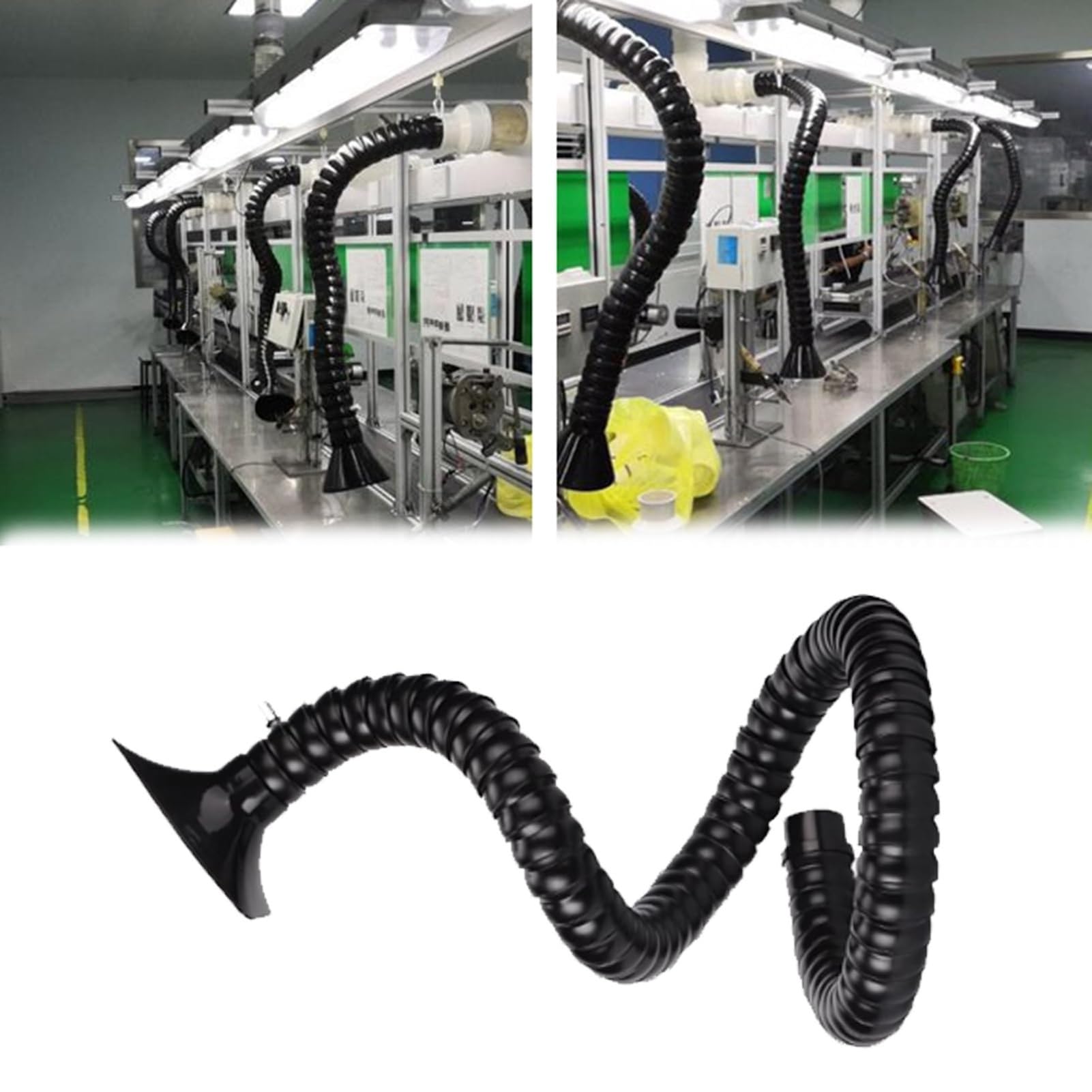 Manguera de recogida de polvo, posicionamiento universal, ajustable a 360°, tubo de bambú para uso comercial/residencial, extractor de humos láser y absorbente de humo