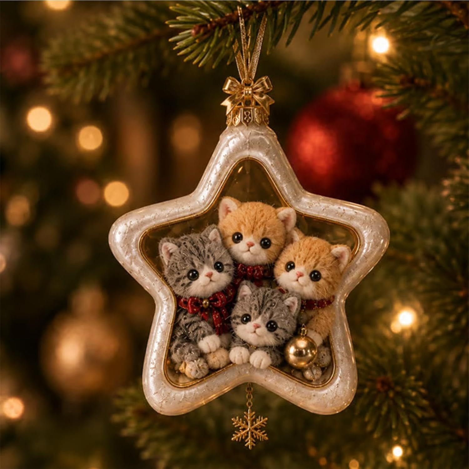 Christmas Tree Cat Ornaments Cute 2D Acrylic Shatterproof Home Decoration image 5