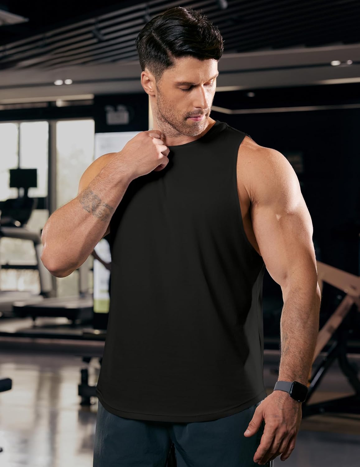JMIERR Mens Drop Arm Tank Tops Gym Workout Sleeveless Muscle Shirts Cut Off Summer Tee Shirt - Image 2