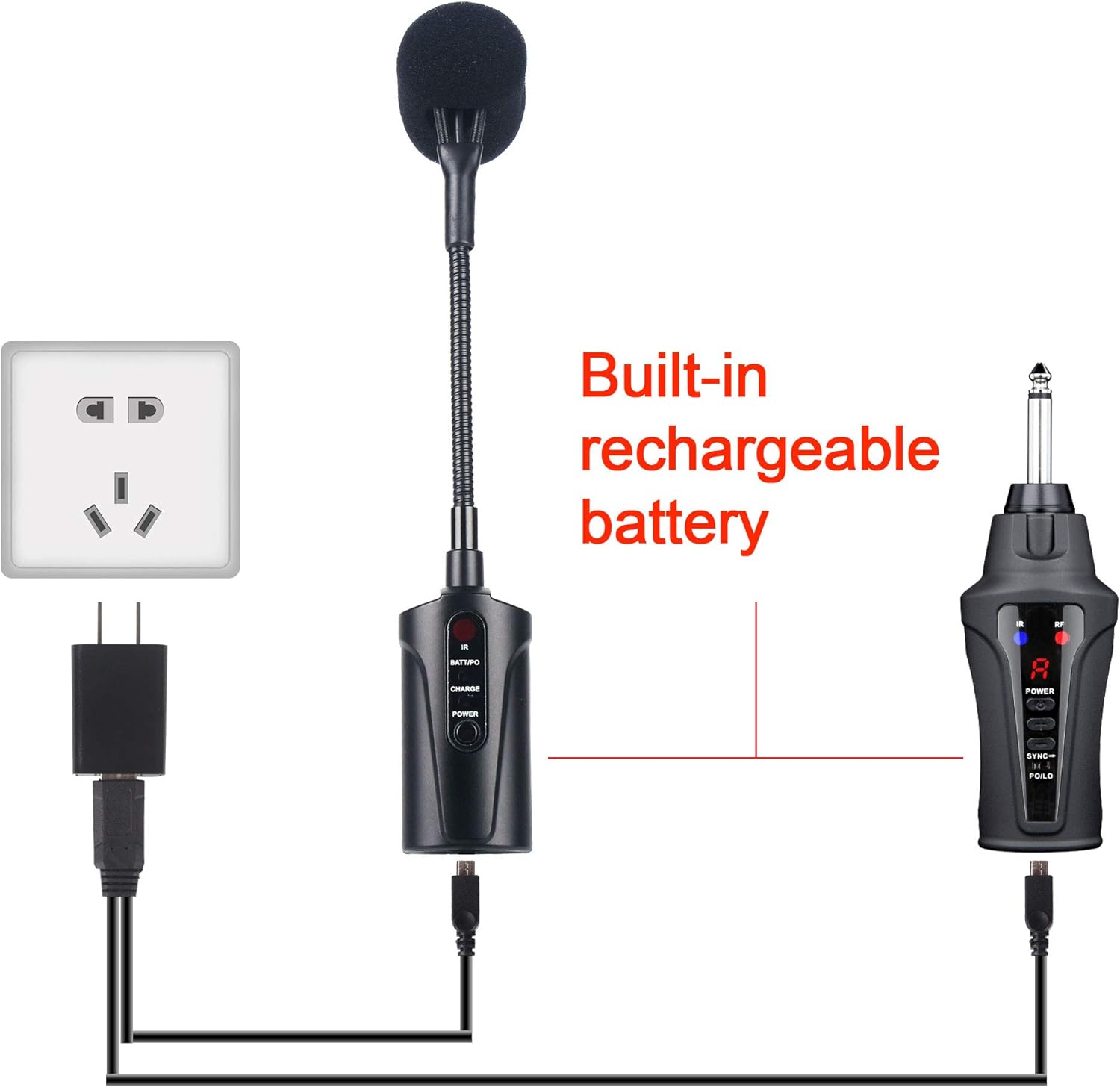 MAMKOES ST-5 Sax Microphone Wireless Instrument UHF Mic Receiver & Transmitter System for Saxophone French Horn Trumpet Trumbone : Musical Instruments