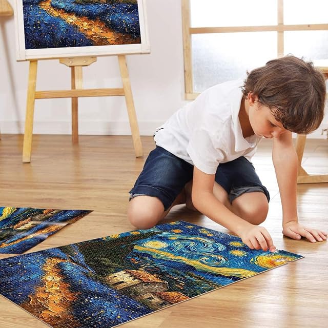 Foto 4 de 6 de Puzzles de 2000 Piezas para Adolescentes Paisaje de Van Gogh Juguete de desafío de Juego Educativo Mejorar…