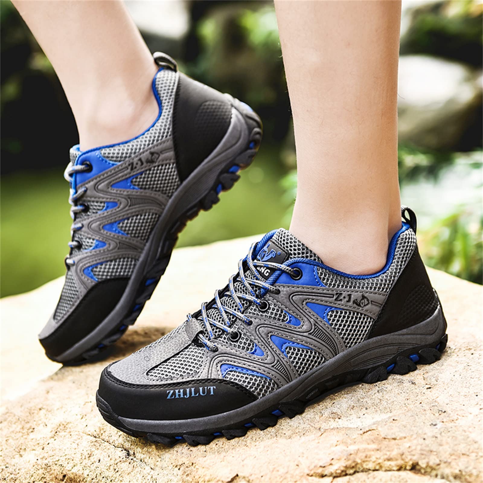 FNKDOR Scarpe da trekking da uomo, traspiranti, antiscivolo, leggere, da trekking, per attività all'aria aperta