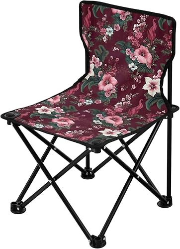 Sillas de camping plegables al aire libre de flores rosas para adultos silla de camping portátil silla de césped ligera 202a6205