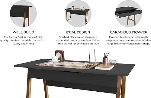 Miniatura 36 de Crafts and Comfort - Escritorio pequeño Roma de diseño moderno para dormitorio, escritorio rosa de 40 pulgadas con gabinete y cajón de bloqueo