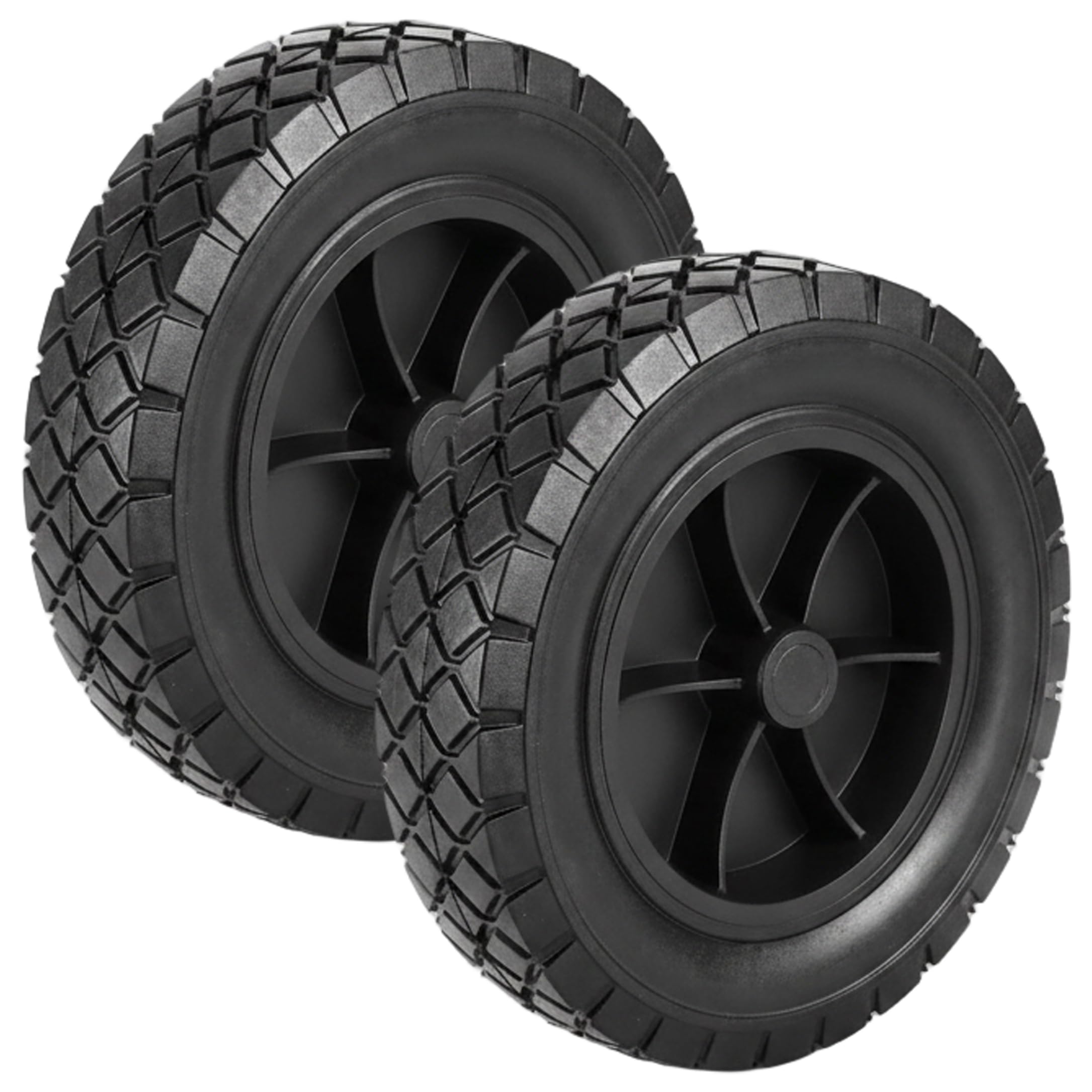 Pneumatic Wheels, Hand Truck Wheels, 2 Pack 7 Inch Hand Truck, Rubber Replacement Tires - Puncture-proof, Non-inflatable For Utility Carts, Wagons