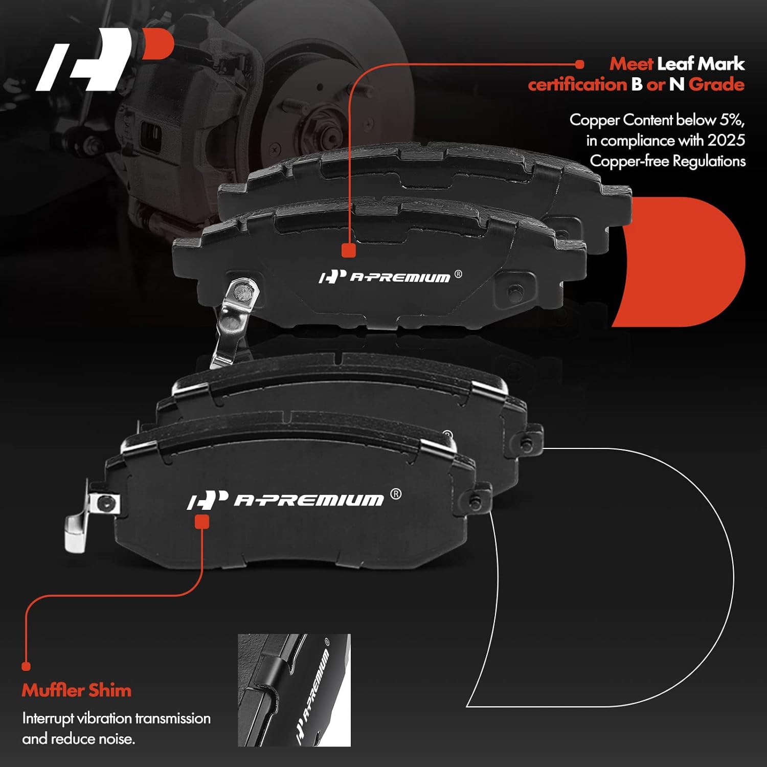 A-Premium Front Vented & Rear Solid Disc Brake Rotors + Ceramic Pads Kit Compatible with Select Subaru Models - Forester/Impreza 2009-2013, Legacy/Outback 2010-2013, 2.5L, 12-PC Set