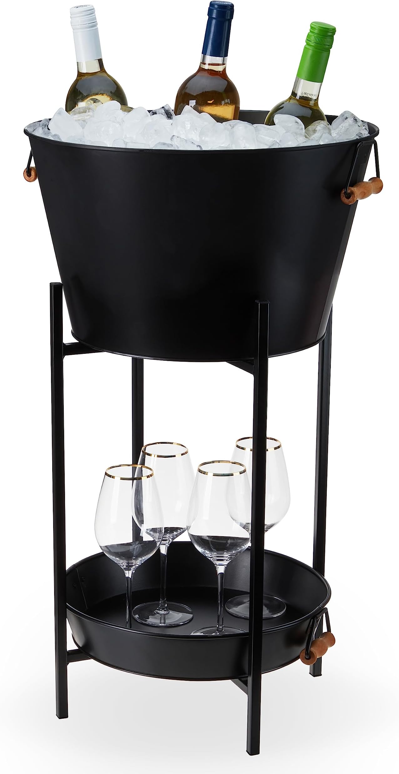 Black Beverage Tub with Stand & Tray by Twine Living