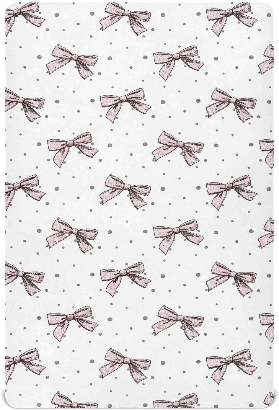 Kigai Bow Crib Sheets for Boys Girls Jersey Knit Fitted Crib Sheet Baby Crib Sheet for Standard Crib and Toddler Bed Mattresses, Cozy Soft Breathable, 28 x 52 inch